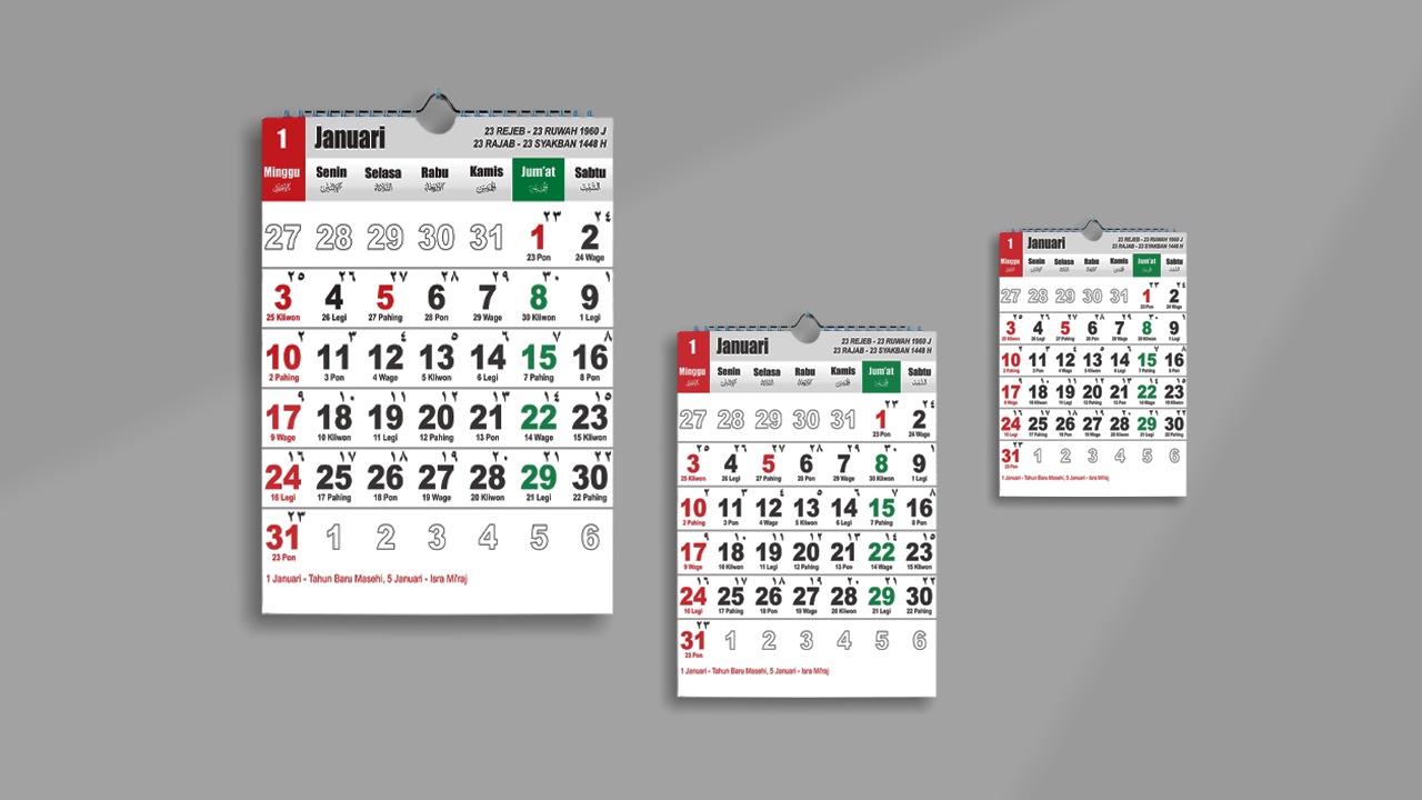 Cetak kalender di Bintang Sempurna